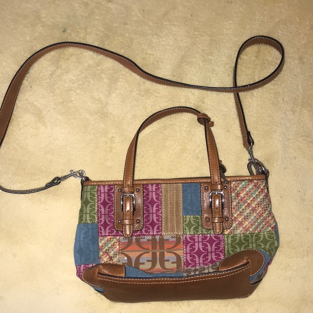 Patchwork Leather Strap Handbag - image 1